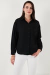 Regular Fit Güpürlü Cep Detaylı Uzun Kollu Kadın Gömlek 6773215 SİYAH