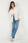 Regular Fit Güpürlü Cep Detaylı Uzun Kollu Kadın Gömlek 6773215 BEYAZ