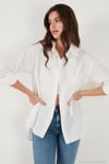 Regular Fit Güpürlü Cep Detaylı Uzun Kollu Kadın Gömlek 6773215 BEYAZ