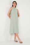 Regular Fit Halter Yaka Midi Boy Kadın Elbise 67810049 YEŞİL