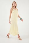Regular Fit İp Askılı Uzun Kadın Elbise 5865732 SARI