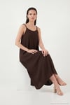 Regular Fit İp Askılı Uzun Kadın Elbise 5865732 KAHVE