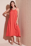 Regular Fit İp Askılı Uzun Kadın Elbise 5865732 NAR ÇİÇEĞİ