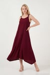 Regular Fit İp Askılı Uzun Kadın Elbise 5865732 BORDO