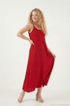 Regular Fit İp Askılı Uzun Kadın Elbise 5865732 KIRMIZI