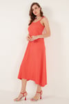 Regular Fit İp Askılı Uzun Kadın Elbise 5865732 NAR ÇİÇEĞİ
