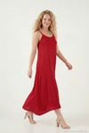 Regular Fit İp Askılı Uzun Kadın Elbise 5865732 KIRMIZI