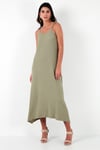 Regular Fit İp Askılı Uzun Kadın Elbise 5865732 Olive