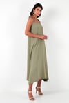 Regular Fit İp Askılı Uzun Kadın Elbise 5865732 Olive