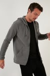 Regular Fit Kapüşonlu Cepli Kışlık Şardonlu Polar Erkek Hırka 5906031 GRİ