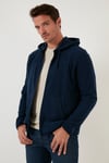 Regular Fit Kapüşonlu Cepli Kışlık Şardonlu Polar Erkek Hırka 5906031 LACİVERT