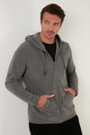 Regular Fit Kapüşonlu Cepli Kışlık Şardonlu Polar Erkek Hırka 5906031 GRİ