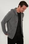 Regular Fit Kapüşonlu Cepli Kışlık Şardonlu Polar Erkek Hırka 5906031 GRİ