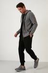 Regular Fit Kapüşonlu Cepli Kışlık Şardonlu Polar Erkek Hırka 5906031 GRİ