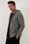 Regular Fit Kapüşonlu Cepli Kışlık Şardonlu Polar Erkek Hırka 5906031 GRİ