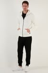 Regular Fit Kapüşonlu Fermuarlı İçi Tüylü Yumuşak Şardonlu Kışlık Erkek Sweat 5905340 EKRU