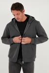 Regular Fit Kapüşonlu Fermuarlı İçi Tüylü Yumuşak Şardonlu Kışlık Erkek Sweat 5905340 ANTRASİT