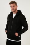 Regular Fit Kapüşonlu Fermuarlı İçi Tüylü Yumuşak Şardonlu Kışlık Erkek Sweat 59053403W4 SİYAH