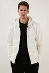 Regular Fit Kapüşonlu Fermuarlı İçi Tüylü Yumuşak Şardonlu Kışlık Erkek Sweat 5905340 EKRU
