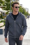Regular Fit Kapüşonlu Fermuarlı İçi Tüylü Yumuşak Şardonlu Kışlık Erkek Sweat 5905340 ANTRASİT
