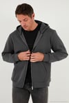 Regular Fit Kapüşonlu Fermuarlı İçi Tüylü Yumuşak Şardonlu Kışlık Erkek Sweat 5905340 ANTRASİT