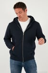 Regular Fit Kapüşonlu Fermuarlı İçi Tüylü Yumuşak Şardonlu Kışlık Erkek Sweat 5905340 KOYU LACİVERT