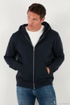 Regular Fit Kapüşonlu Fermuarlı İçi Tüylü Yumuşak Şardonlu Kışlık Erkek Sweat 5905340 KOYU LACİVERT
