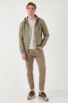 Regular Fit Kapüşonlu Fermuarlı İçi Tüylü Yumuşak Şardonlu Kışlık Erkek Sweat 5905340 Vizon Yeşili