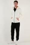 Regular Fit Kapüşonlu Fermuarlı İçi Tüylü Yumuşak Şardonlu Kışlık Erkek Sweat 5905340 EKRU