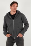 Regular Fit Kapüşonlu Fermuarlı İçi Tüylü Yumuşak Şardonlu Kışlık Erkek Sweat 5905340 ANTRASİT