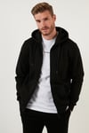 Regular Fit Kapüşonlu Fermuarlı İçi Tüylü Yumuşak Şardonlu Kışlık Erkek Sweat 59053403W4 SİYAH