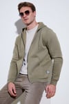 Regular Fit Kapüşonlu Fermuarlı İçi Tüylü Yumuşak Şardonlu Kışlık Erkek Sweat 5905340 Vizon Yeşili
