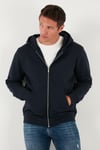Regular Fit Kapüşonlu Fermuarlı İçi Tüylü Yumuşak Şardonlu Kışlık Erkek Sweat 5905340 KOYU LACİVERT