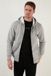 Regular Fit Kapüşonlu Fermuarlı İçi Tüylü Yumuşak Şardonlu Kışlık Erkek Sweat 5905340 GRİ MELANJ