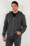 Regular Fit Kapüşonlu Fermuarlı İçi Tüylü Yumuşak Şardonlu Kışlık Erkek Sweat 5905340 ANTRASİT