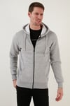 Regular Fit Kapüşonlu Fermuarlı İçi Tüylü Yumuşak Şardonlu Kışlık Erkek Sweat 5905340 GRİ MELANJ