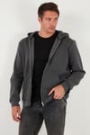 Regular Fit Kapüşonlu Fermuarlı İçi Tüylü Yumuşak Şardonlu Kışlık Erkek Sweat 5905340 ANTRASİT