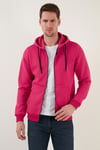 Regular Fit Kapüşonlu Fermuarlı İçi Tüylü Yumuşak Şardonlu Kışlık Erkek Sweat 5905340 FUŞYA