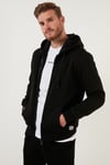 Regular Fit Kapüşonlu Fermuarlı İçi Tüylü Yumuşak Şardonlu Kışlık Erkek Sweat 59053403W4 SİYAH