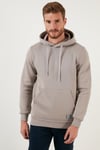 Regular Fit Kapüşonlu Kanguru Cepli İçi Tüylü Yumuşak Şardonlu Erkek Sweat 5905281 Kül