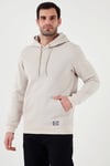Regular Fit Kapüşonlu Kanguru Cepli İçi Tüylü Yumuşak Şardonlu Erkek Sweat 5905281 KREM