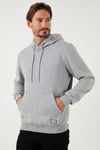 Regular Fit Kapüşonlu Kanguru Cepli İçi Tüylü Yumuşak Şardonlu Erkek Sweat 5905281 GRİ MELANJ