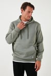 Regular Fit Kapüşonlu Kanguru Cepli İçi Tüylü Yumuşak Şardonlu Erkek Sweat 5905281 AÇIK HAKİ