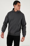 Regular Fit Kapüşonlu Kanguru Cepli İçi Tüylü Yumuşak Şardonlu Erkek Sweat 5905281 ANTRASİT
