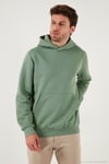 Regular Fit Kapüşonlu Kanguru Cepli İçi Tüylü Yumuşak Şardonlu Erkek Sweat 5905281 ELMA YEŞİLİ