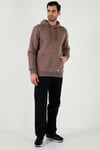 Regular Fit Kapüşonlu Kanguru Cepli İçi Tüylü Yumuşak Şardonlu Erkek Sweat 5905281 TOPRAK