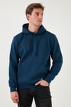 Regular Fit Kapüşonlu Kanguru Cepli İçi Tüylü Yumuşak Şardonlu Erkek Sweat 5905281 İNDİGO