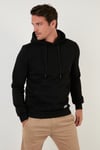 Regular Fit Kapüşonlu Kanguru Cepli İçi Tüylü Yumuşak Şardonlu Erkek Sweat 5905281 SİYAH