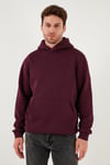 Regular Fit Kapüşonlu Kanguru Cepli İçi Tüylü Yumuşak Şardonlu Erkek Sweat 5905281 VİŞNE