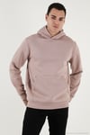 Regular Fit Kapüşonlu Kanguru Cepli İçi Tüylü Yumuşak Şardonlu Erkek Sweat 5905281 GÜL